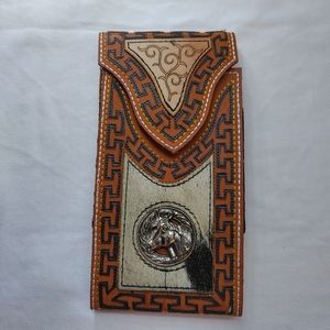 WESTERN LEATHER CELL PHONE CASE, FUNDA VAQUERA DE CUERO COWBOY‎ RODEO PHONE CASE
